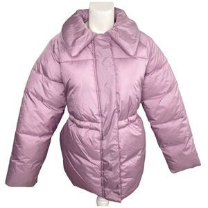 a new day Puffer Jacket Coat Women's SMALL Purple Mauve Mid-Length Soft Pockets‎